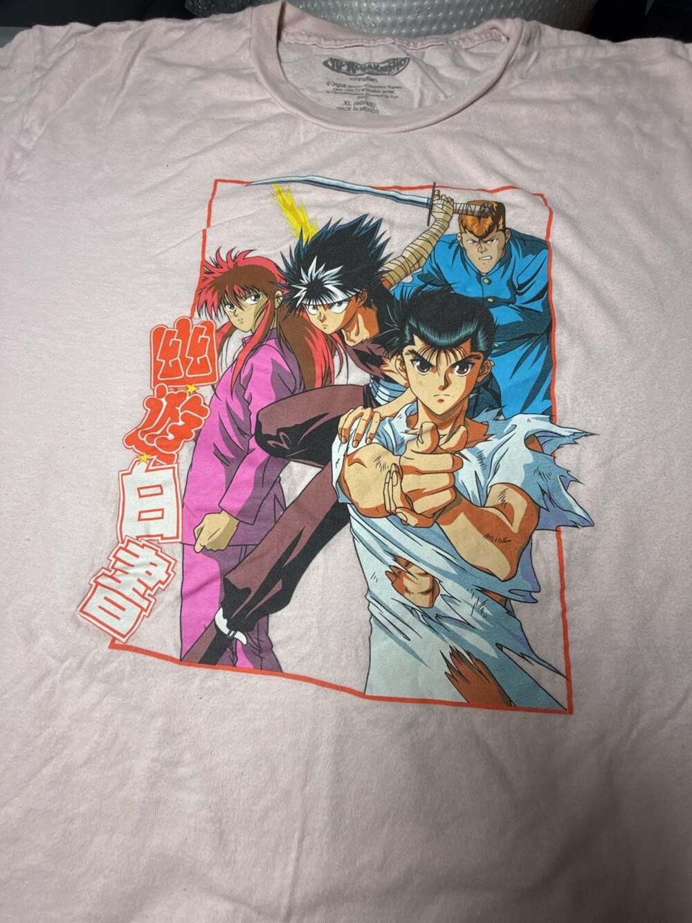 Yu Yu Hakusho Anime Graphic T-Shirt Light Pink Size XL